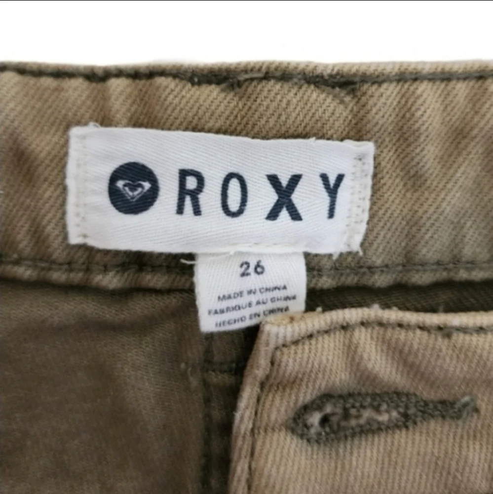 Roxy Embroidered Denim Cut Off Shorts Tan Size 26